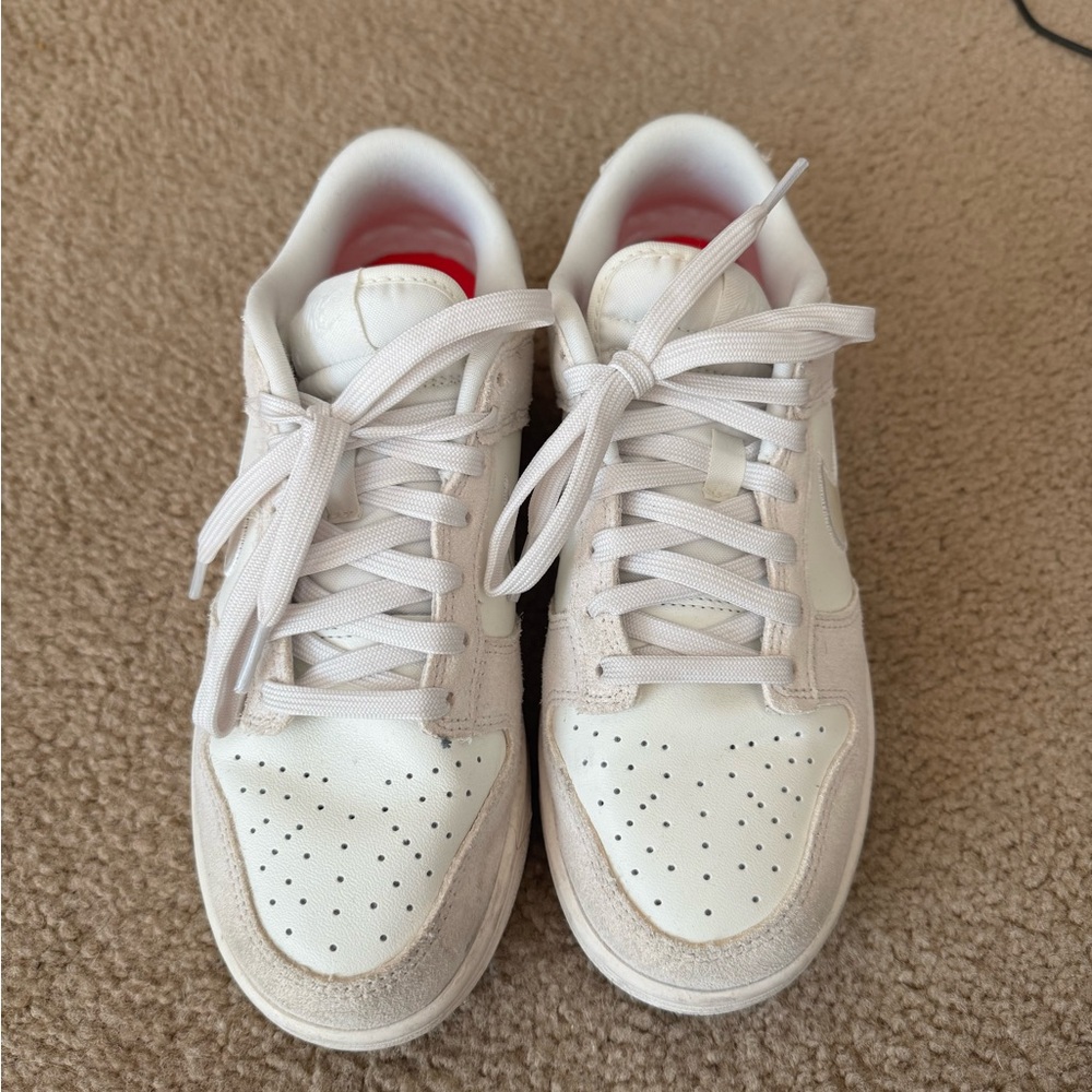 Nike Women's Sneakers - White and Cream Shiny